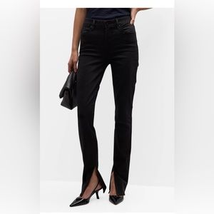 Paige Constance Straight Split-Hem women's Jeans black painted size 29.